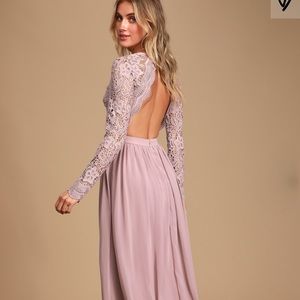 Awaken My Love Dusty Lavender Long Sleeve Maxi